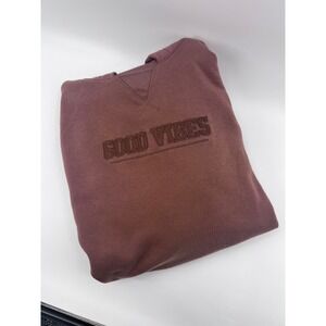 Brooklyn Laundry Good Vibes‎ Hoodie Sweatshirt Brown Polyester Size L